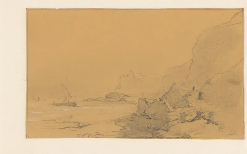 Rotsachtige zeekust Wall Art by Andreas Schelfhout - High-Resolution Digital Print