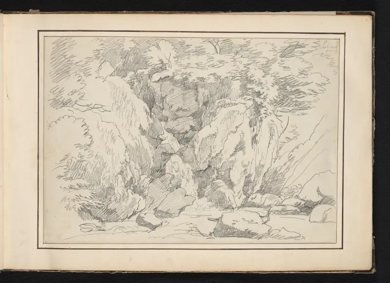 Rotsformatie en waterval te Subiaco Wall Art by Unknown - High-Resolution Digital Print