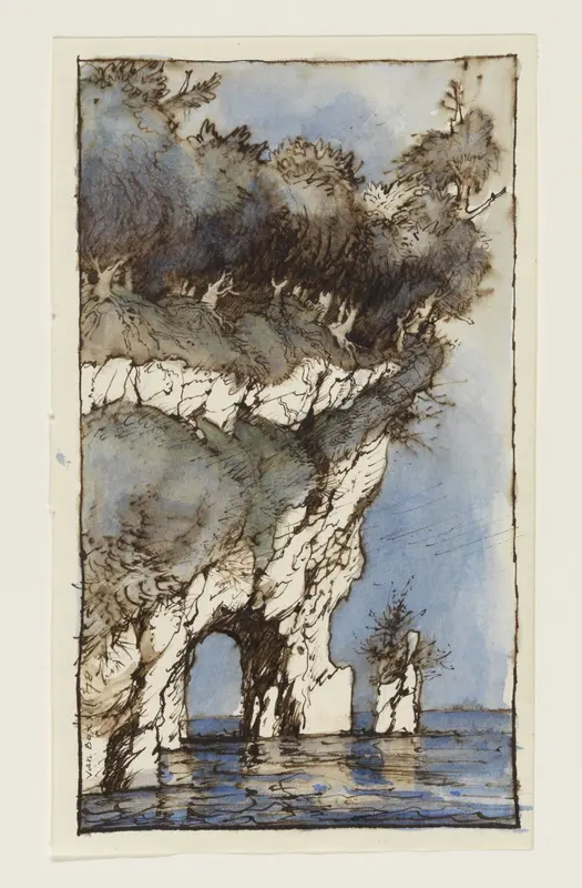 Rotslandschap met natuurlijke waterpoort Wall Art by Unknown - High-Resolution Digital Print