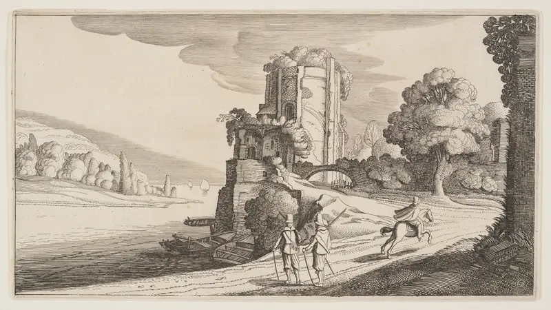 Round Tower on a River, from Landscapes (Playsante Lantschappen)