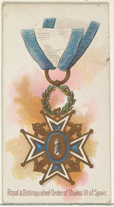 Royal and Distinguished Order of Charles III of Spain, from the World's Decorations series (N30) for Allen & Ginter Cigarettes Wall Art by Allen & Ginter - High-Resolution Digital Print