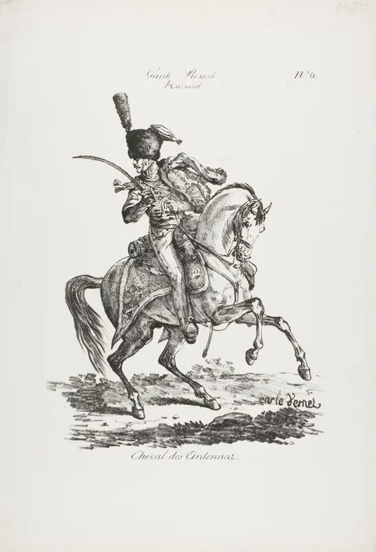 Royal Guard, Mounted Hussard and Horse No. 6 Wall Art by Carle Vernet - High-Resolution Digital Print