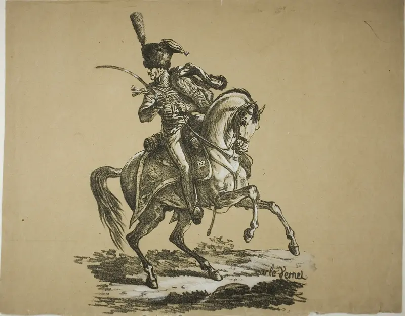 Royal Guard, Mounted Hussard and Horse, No. 6 Wall Art by Carle Vernet - High-Resolution Digital Print