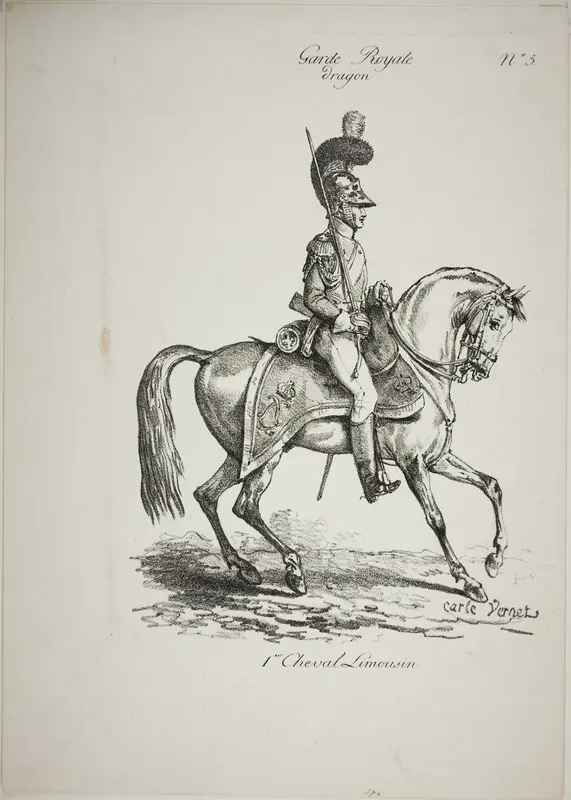 Royal Guard, Norman Mounted Dragoon and Horse, No. 5, First Limoges Horse Wall Art by Carle Vernet - High-Resolution Digital Print