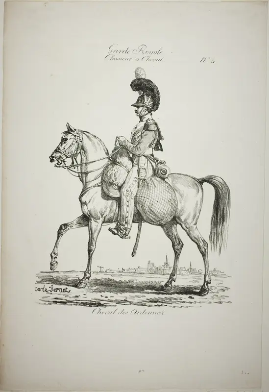 Royal Guard, Norman Mounted Light Infantryman and Horse, No. 4 Wall Art by Carle Vernet - High-Resolution Digital Print