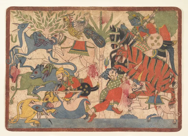 “Royal Hunt,” folio from a Mahabharata Wall Art by Unknown - High-Resolution Digital Print