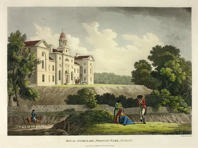 Royal Infirmary Phoenix Park, Dublin Wall Art by James Malton - High-Resolution Digital Print