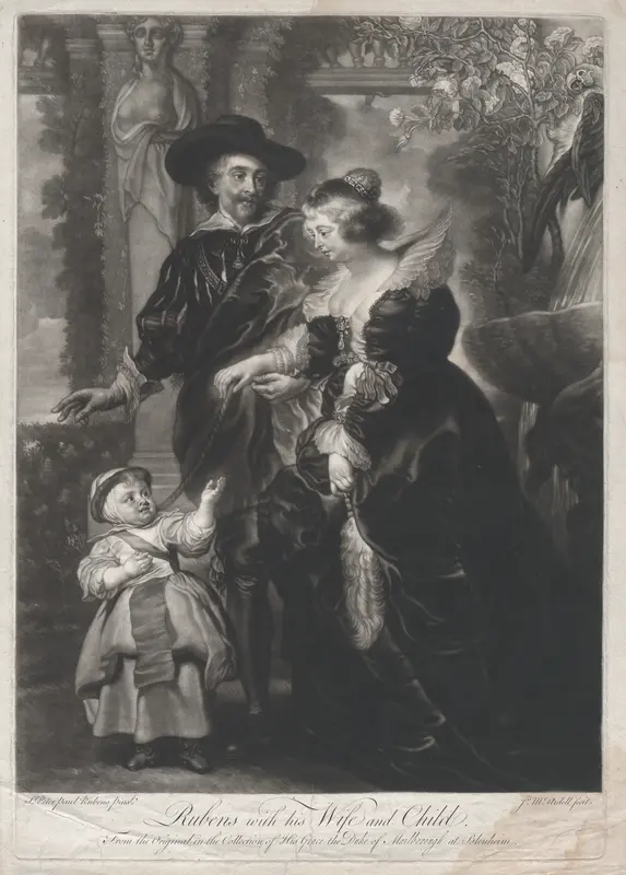 Rubens with his Wife and Child Wall Art by James McArdell - High-Resolution Digital Print