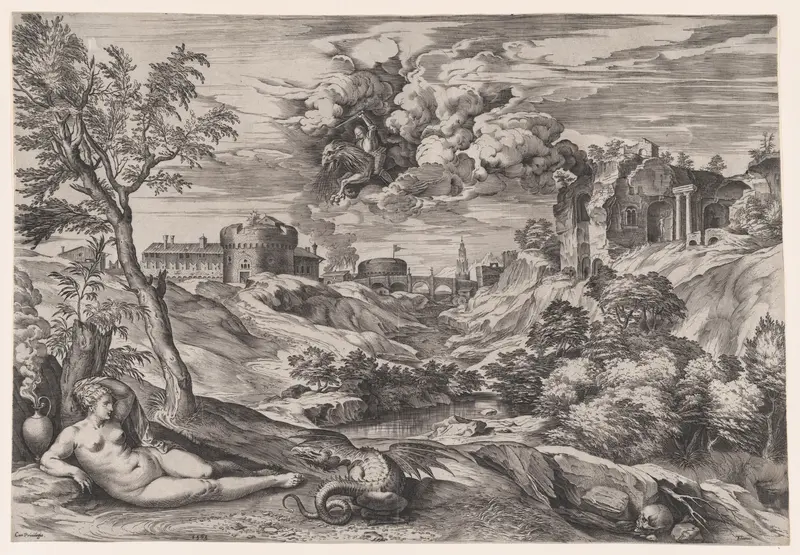 Ruggiero Rescuing Angelica Wall Art by Cornelis Cort - High-Resolution Digital Print