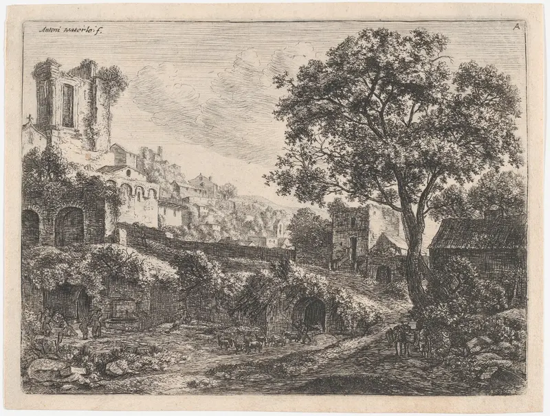 Ruin at the Entrance of a Town Wall Art by Anthonie Waterloo - High-Resolution Digital Print