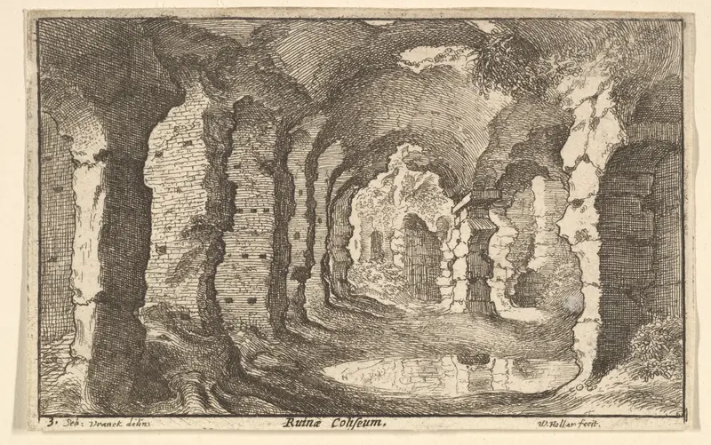 Ruinae Coliseum, from "Roman Ruins" Wall Art by Wenceslaus Hollar - High-Resolution Digital Print