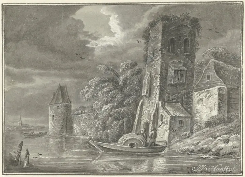 Ruïne aan het water Wall Art by Johannes Petrus van Horstok - High-Resolution Digital Print