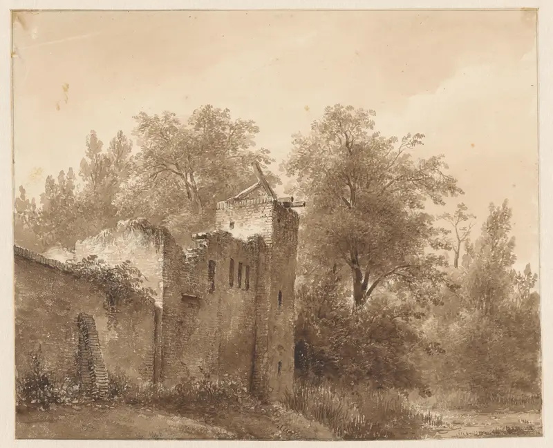 Ruïne in een landschap Wall Art by Andreas Schelfhout - High-Resolution Digital Print