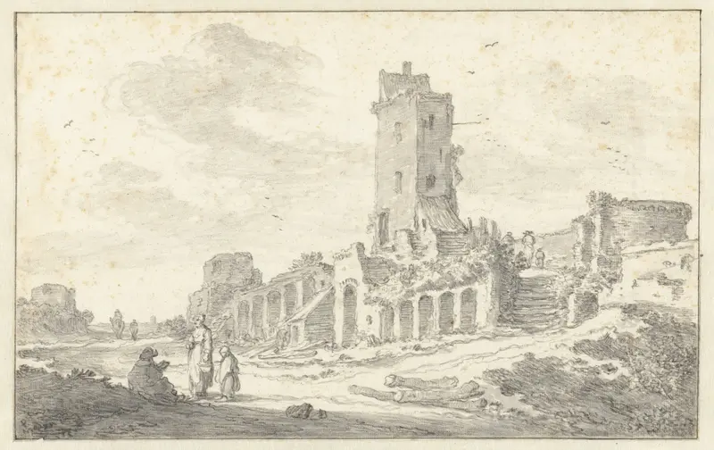 Ruïne met hoge vierkante toren Wall Art by Pieter de Molijn - High-Resolution Digital Print