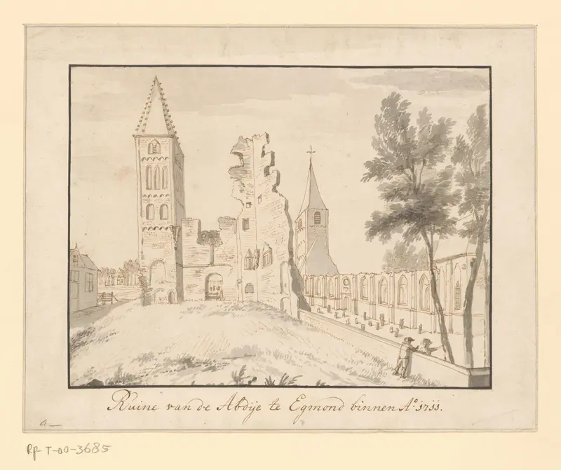 Ruïne van de abdij van Egmond, 1711 Wall Art by anonymous - High-Resolution Digital Print