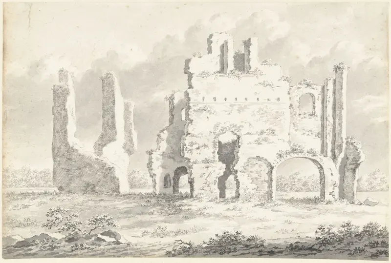 Ruïne van de Abdij van Rijnsburg Wall Art by Gerardus Johannes Verburgh - High-Resolution Digital Print