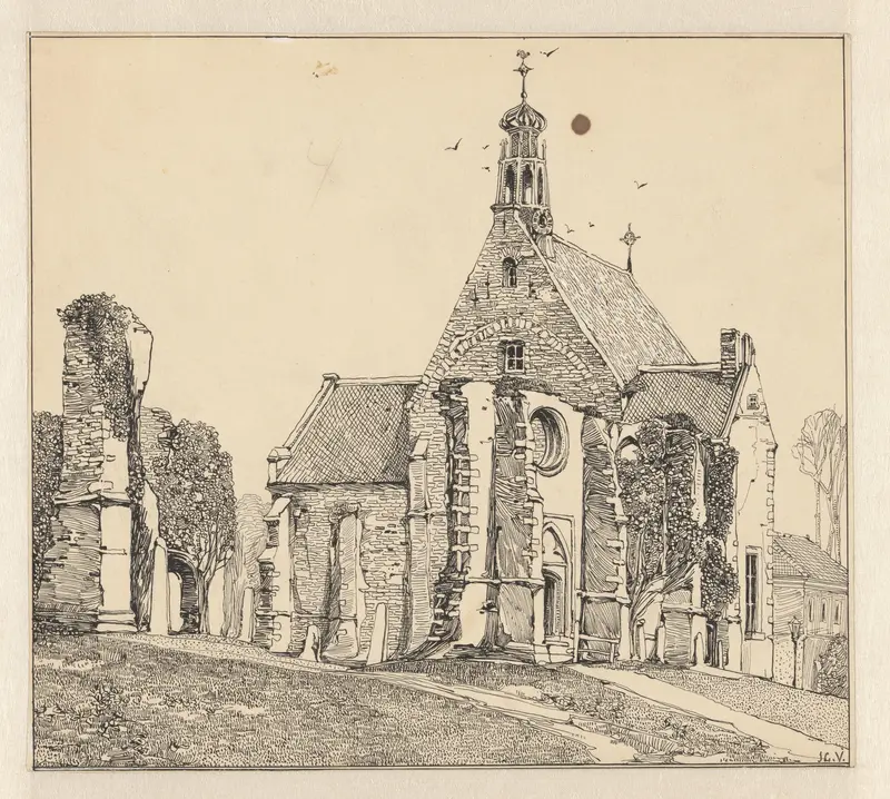 Ruïne van de kerk in Bergen, Noord-Holland Wall Art by Unknown - High-Resolution Digital Print