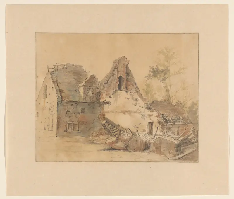 Ruïne van een huis Wall Art by Jacob de Vos (1735-1833) - High-Resolution Digital Print