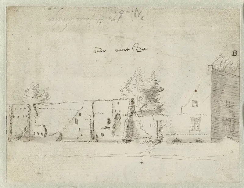 Ruïne van een muur achter een huis Wall Art by Claes Jansz. Visscher (II) - High-Resolution Digital Print
