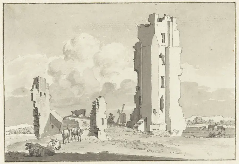 Ruïne van het Huis te Kleef bij Haarlem Wall Art by Cornelis van Noorde - High-Resolution Digital Print