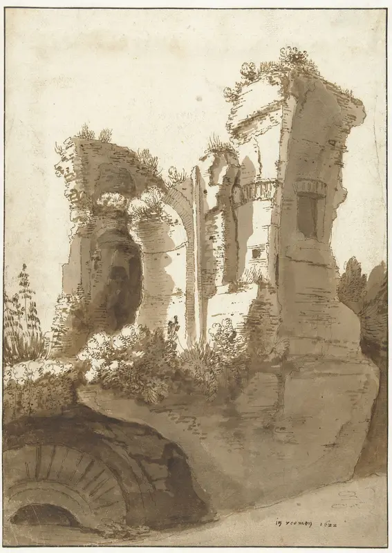 Ruïne van het zogenaamde Palazzo Maggiore op de Palatijn Wall Art by Cornelis van Poelenburch - High-Resolution Digital Print