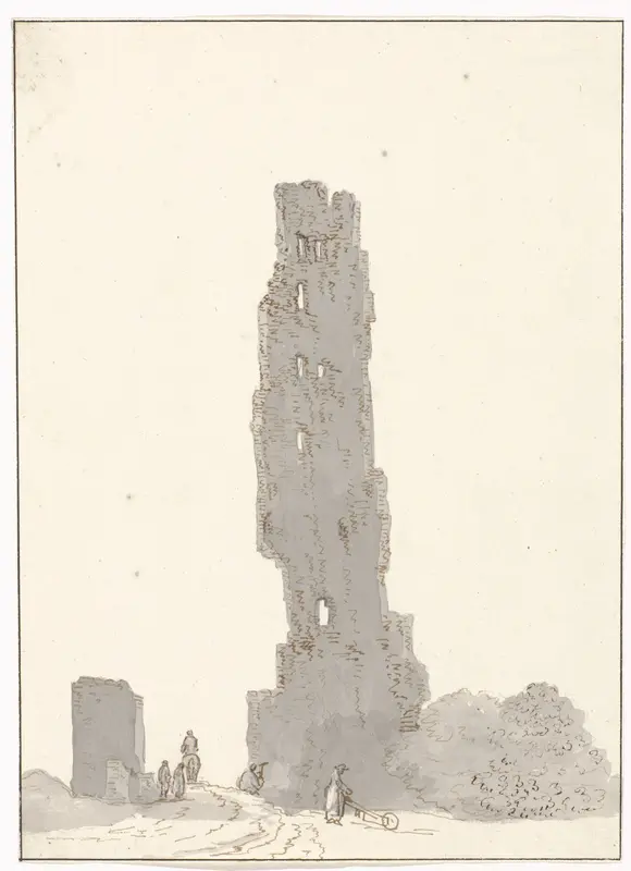 Ruïne van toren langs de grote weg tussen Terracina en Fondi Wall Art by Louis Ducros - High-Resolution Digital Print