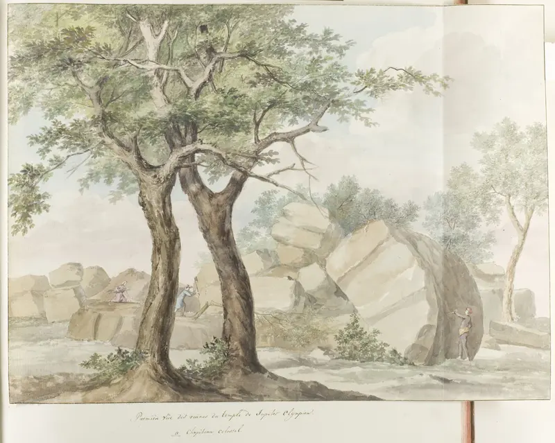 Ruïne van Zeus Olympus tempel in oude Agrigento Wall Art by Louis Ducros - High-Resolution Digital Print