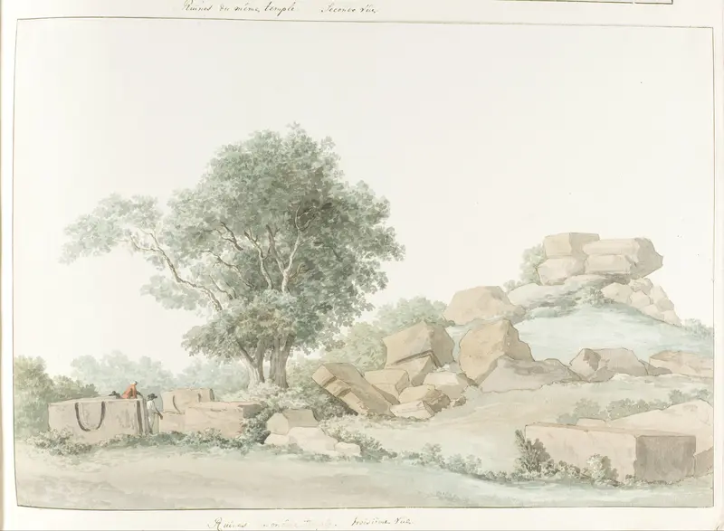 Ruïne van Zeus Olympus tempel van oude Agrigento Wall Art by Louis Ducros - High-Resolution Digital Print
