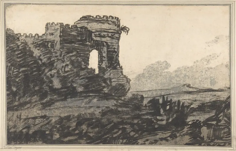Ruined Castle and Trees Wall Art by Alexander Cozens - High-Resolution Digital Print