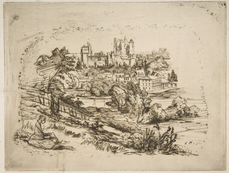Ruines du Château de Pierrefonds (Ruins of the Château de Pierrefonds) Wall Art by Charles Meryon - High-Resolution Digital Print