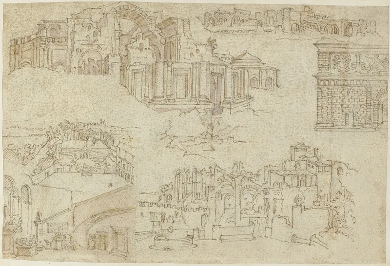 Ruïnes en gebouwen in Rome en Antwerpen Wall Art by anonymous - High-Resolution Digital Print