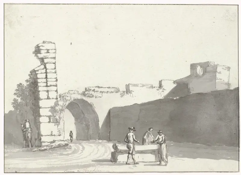 Ruïnes onderweg voor aankomst in Terracina Wall Art by Louis Ducros - High-Resolution Digital Print