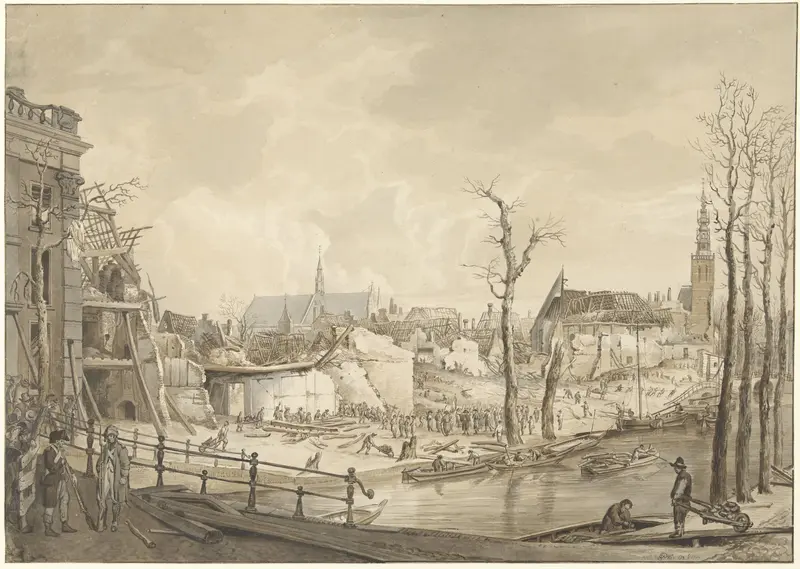 Ruïnes op de noordzijde van het Steenschuur na de Buskruitramp te Leiden, 12 januari 1807 Wall Art by Unknown - High-Resolution Digital Print