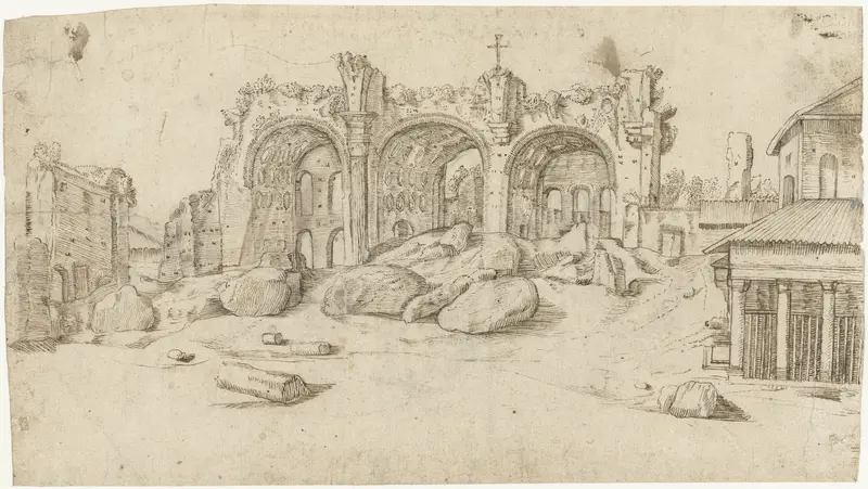 Ruïnes van de Basiliek van Maxentius en Constantijn, Rome Wall Art by Unknown - High-Resolution Digital Print
