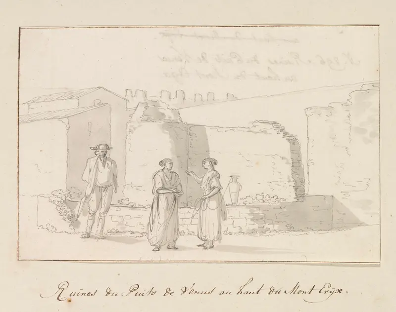 Ruïnes van de put van Venus, gelegen hoog op de berg Eryx Wall Art by Louis Ducros - High-Resolution Digital Print