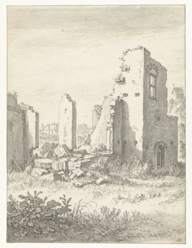 Ruïnes van een huis in Abstede bij Utrecht Wall Art by Herman Saftleven - High-Resolution Digital Print