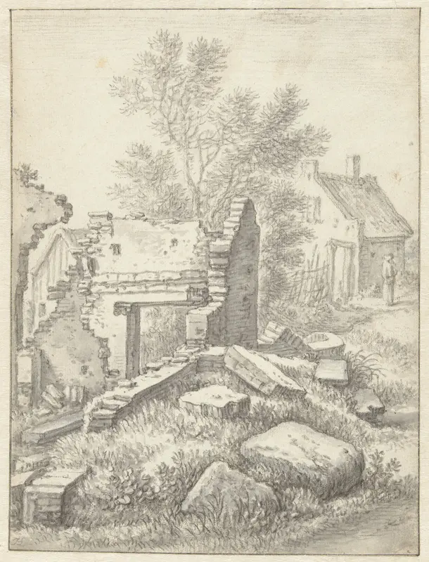 Ruïnes van een huis in Utrecht Wall Art by Herman Saftleven - High-Resolution Digital Print
