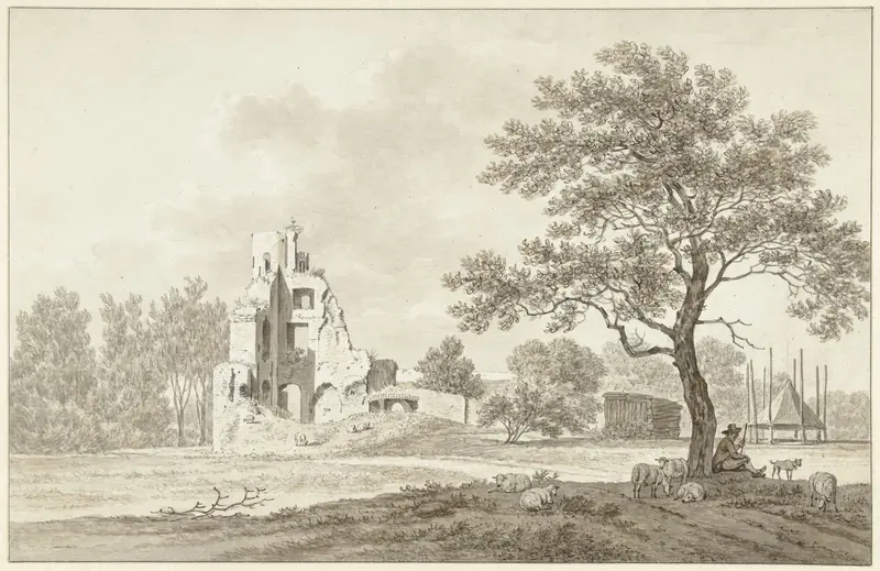 Ruïnes van het Huis ter Lee of ter Lynden, aan de Rijn tegenover Rhenen Wall Art by Daniël Dupré - High-Resolution Digital Print