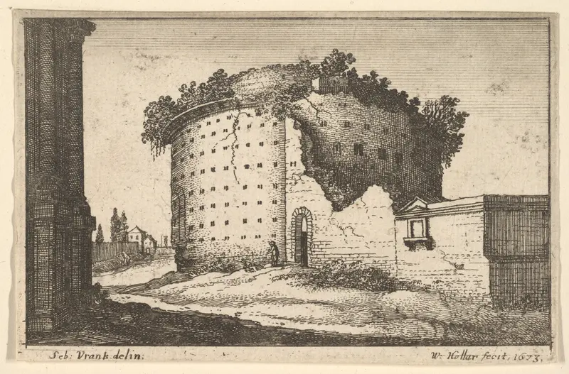 Ruins of a round building, from "Roman Ruins" Wall Art by Wenceslaus Hollar - High-Resolution Digital Print