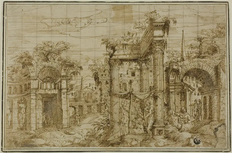Ruins of Roman Forum, with Figures Wall Art by Giovanni Battista Pittoni, the elder - High-Resolution Digital Print