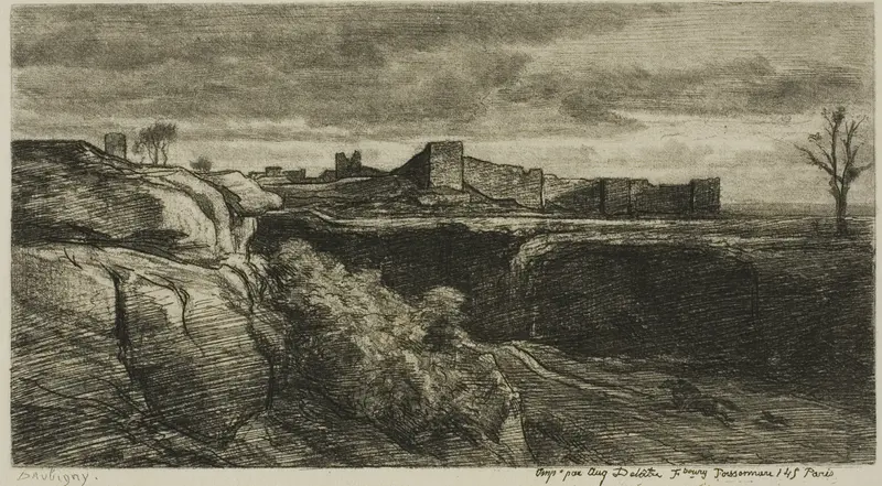 Ruins of the Château of Crémieux (Isère) Wall Art by Charles François Daubigny - High-Resolution Digital Print