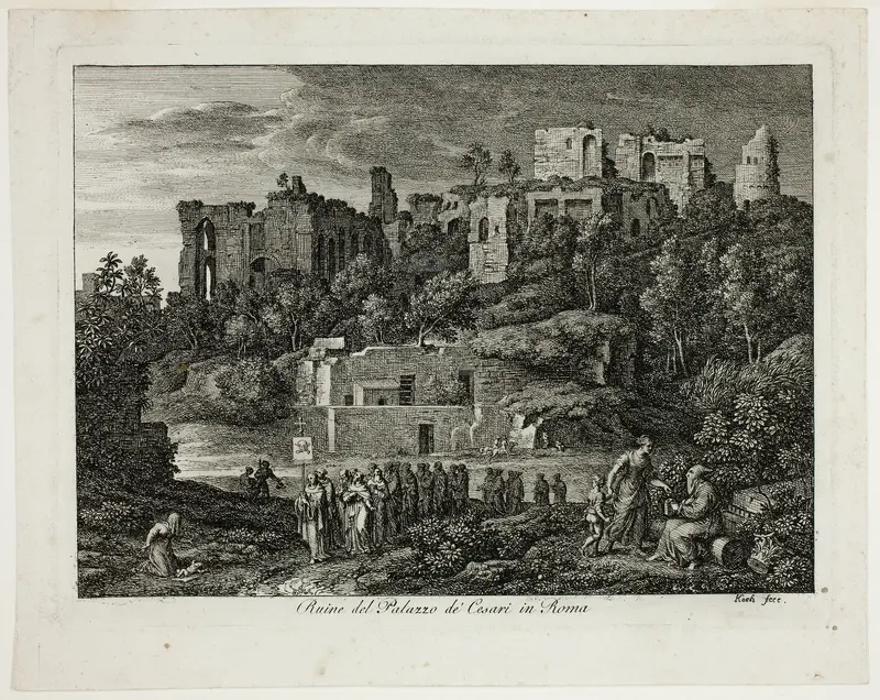 Ruins of the Palace of the Caesars in Rome, plate eight from Die Römische Ansichten Wall Art by Joseph Anton Koch - High-Resolution Digital Print