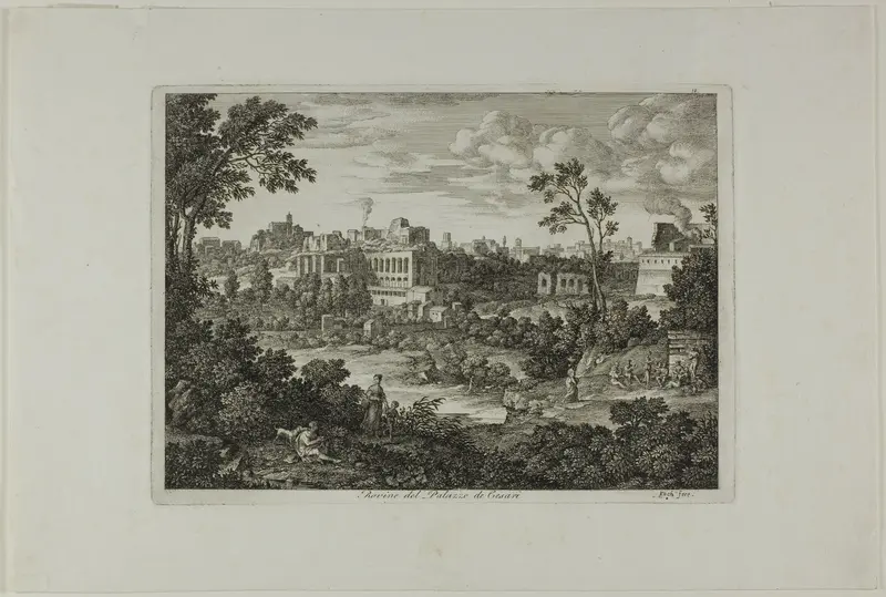 Ruins of the Palace of the Caesars, plate 18 from Die Römische Ansichten Wall Art by Joseph Anton Koch - High-Resolution Digital Print