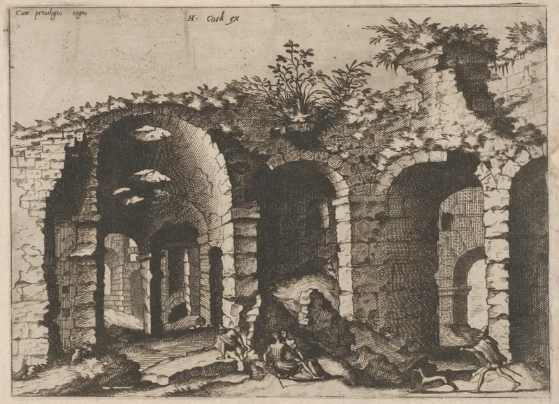 Ruins with Arched Vaults, from "Roman Ruins and Buildings" Wall Art by Johannes van Doetecum I - High-Resolution Digital Print