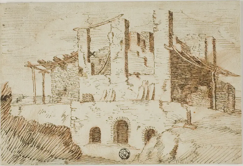 Ruins with Farm Shed Wall Art by Unknown artist - High-Resolution Digital Print