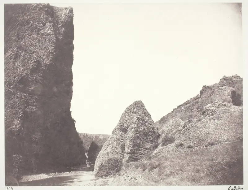 Ruisseau coulant entre une falaise et des rochers Wall Art by Edouard Denis Baldus - High-Resolution Digital Print
