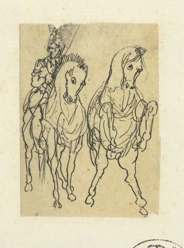 Ruiter en een springend paard, beiden van voren gezien Wall Art by Rodolphe Bresdin - High-Resolution Digital Print