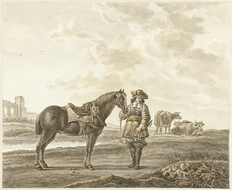Ruiter in landschap Wall Art by Abraham Delfos - High-Resolution Digital Print