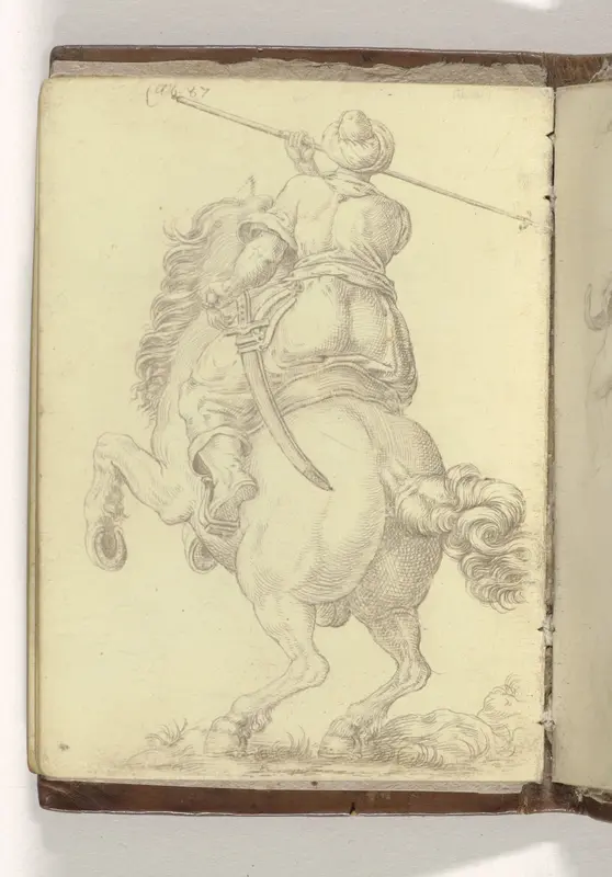 Ruiter met lans, het paard van achteren gezien Wall Art by anonymous - High-Resolution Digital Print