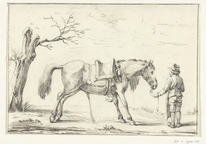 Ruiter staand naast pissend paard Wall Art by Jean Bernard - High-Resolution Digital Print